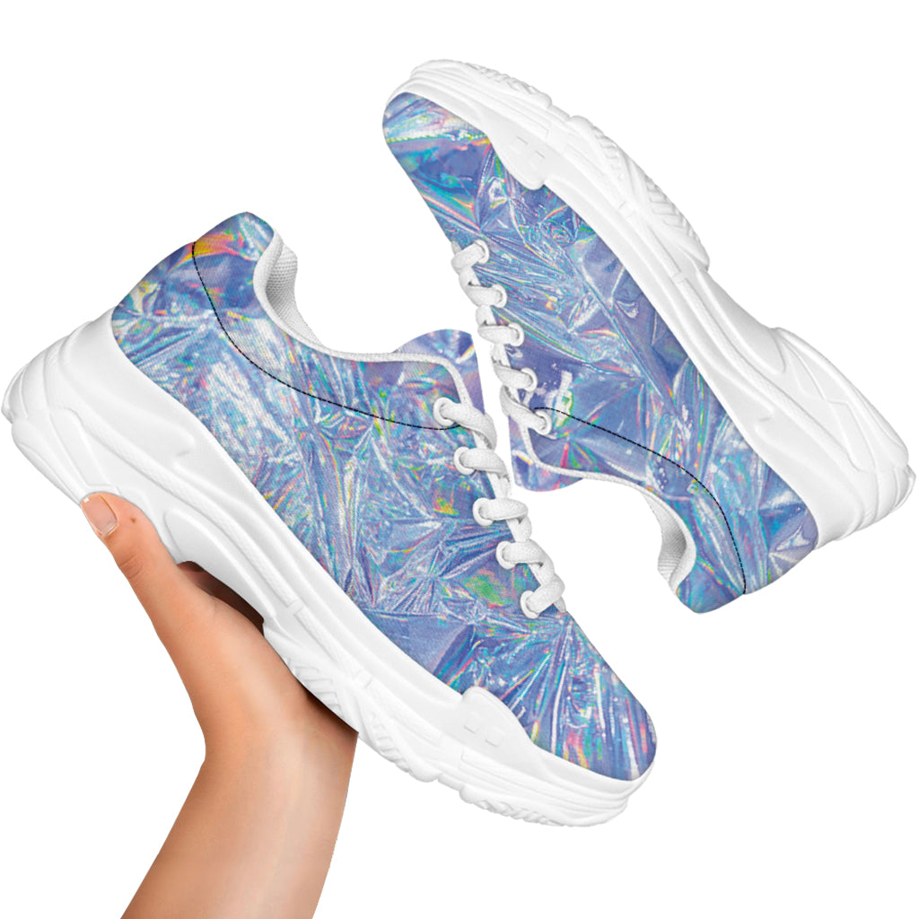 Holographic Artwork Print White Chunky Shoes