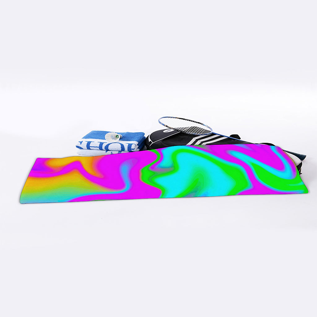Holographic Neon Liquid Trippy Print Sports Towel