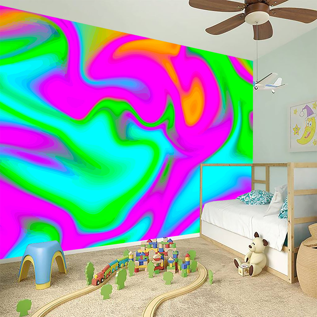 Holographic Neon Liquid Trippy Print Wall Sticker
