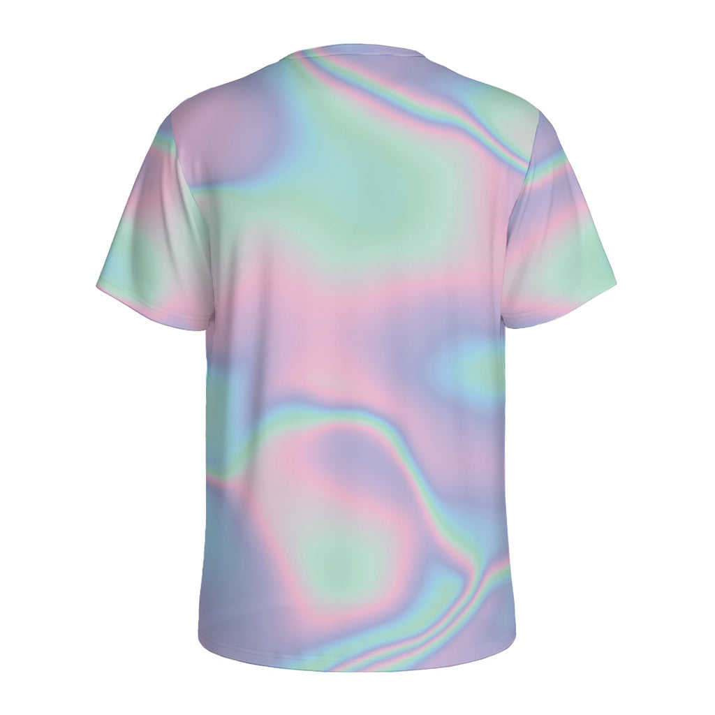 Holographic Waves Print Men's Sports T-Shirt