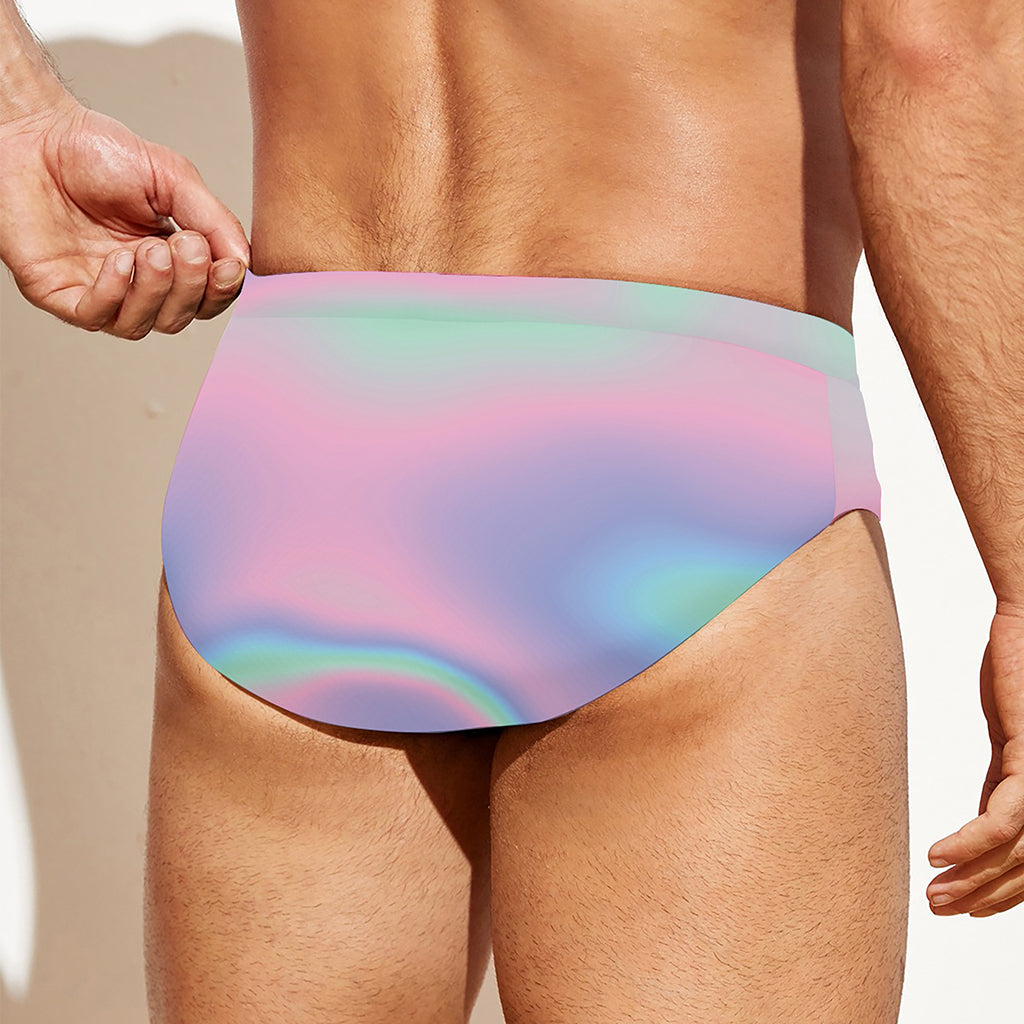 Holographic Waves Print Men's Swim Briefs