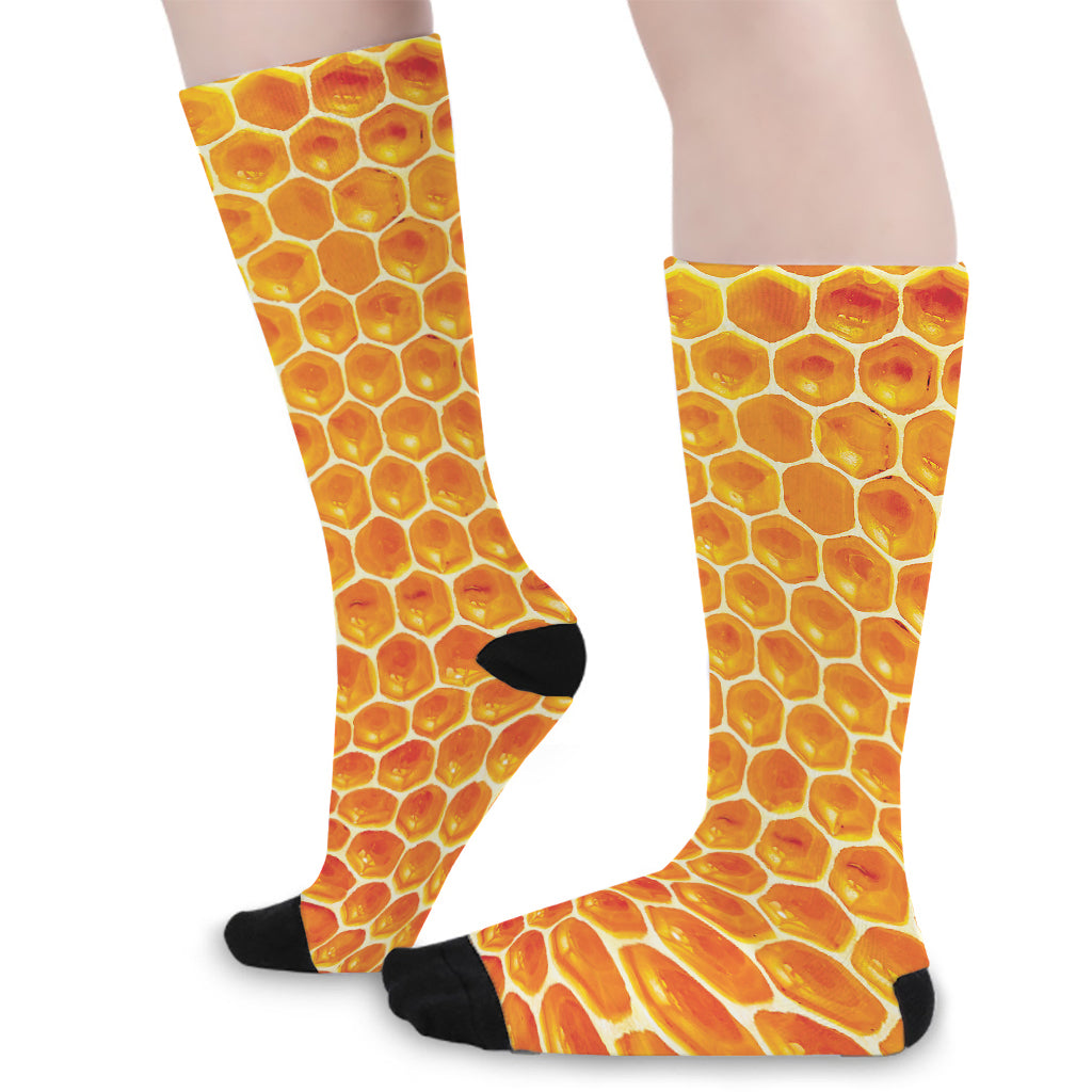Honey Bee Hive Print Long Socks