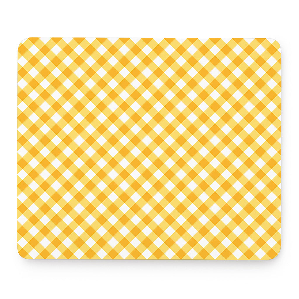 Honey Yellow And White Gingham Print Mouse Pad