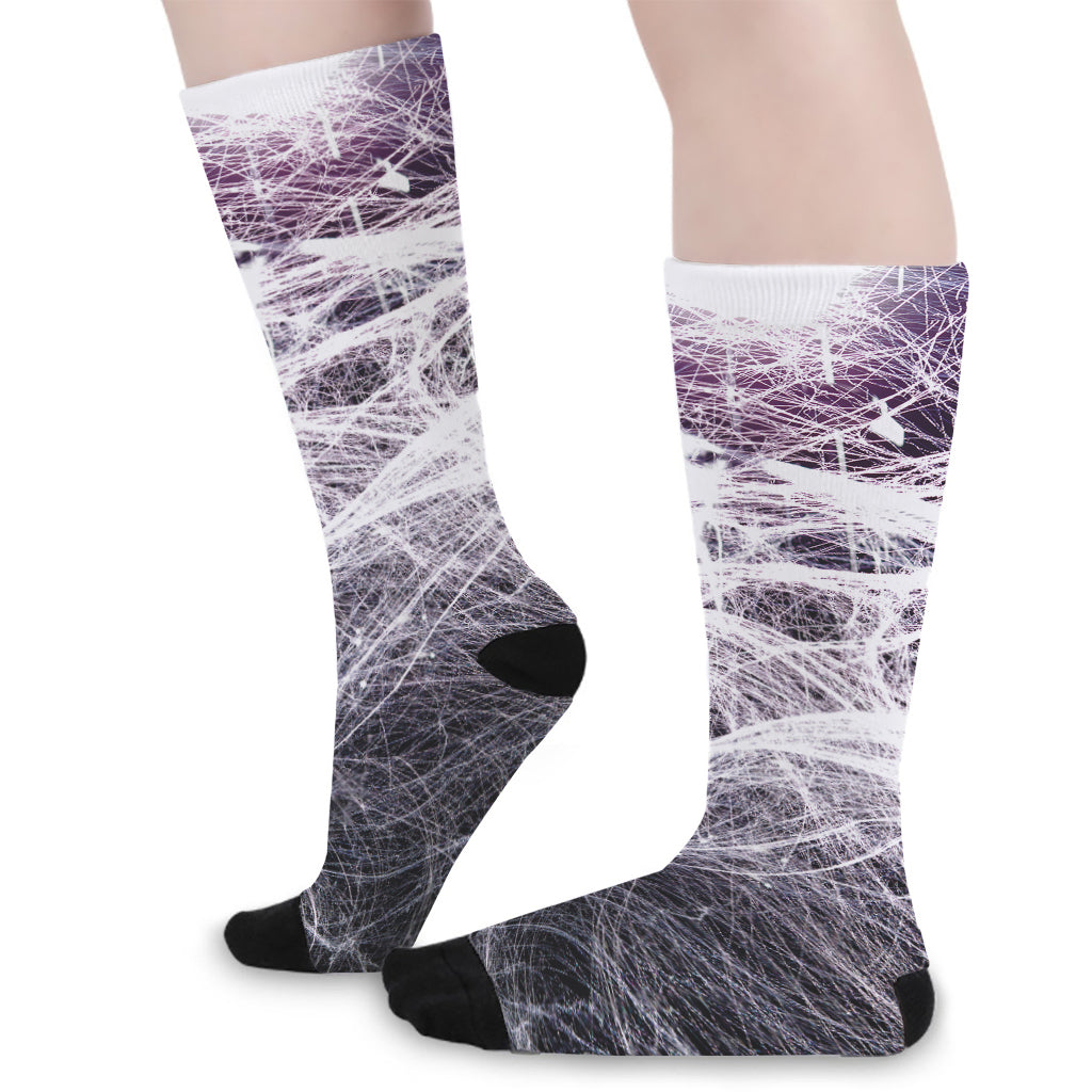 Horror Cobweb Print Long Socks