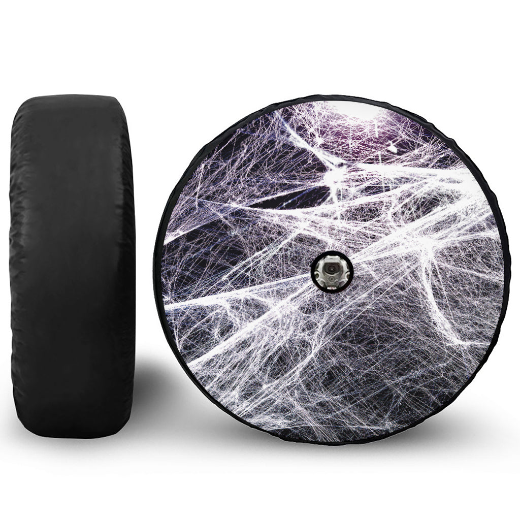 Horror Cobweb Print Tire Cover With Camera Hole