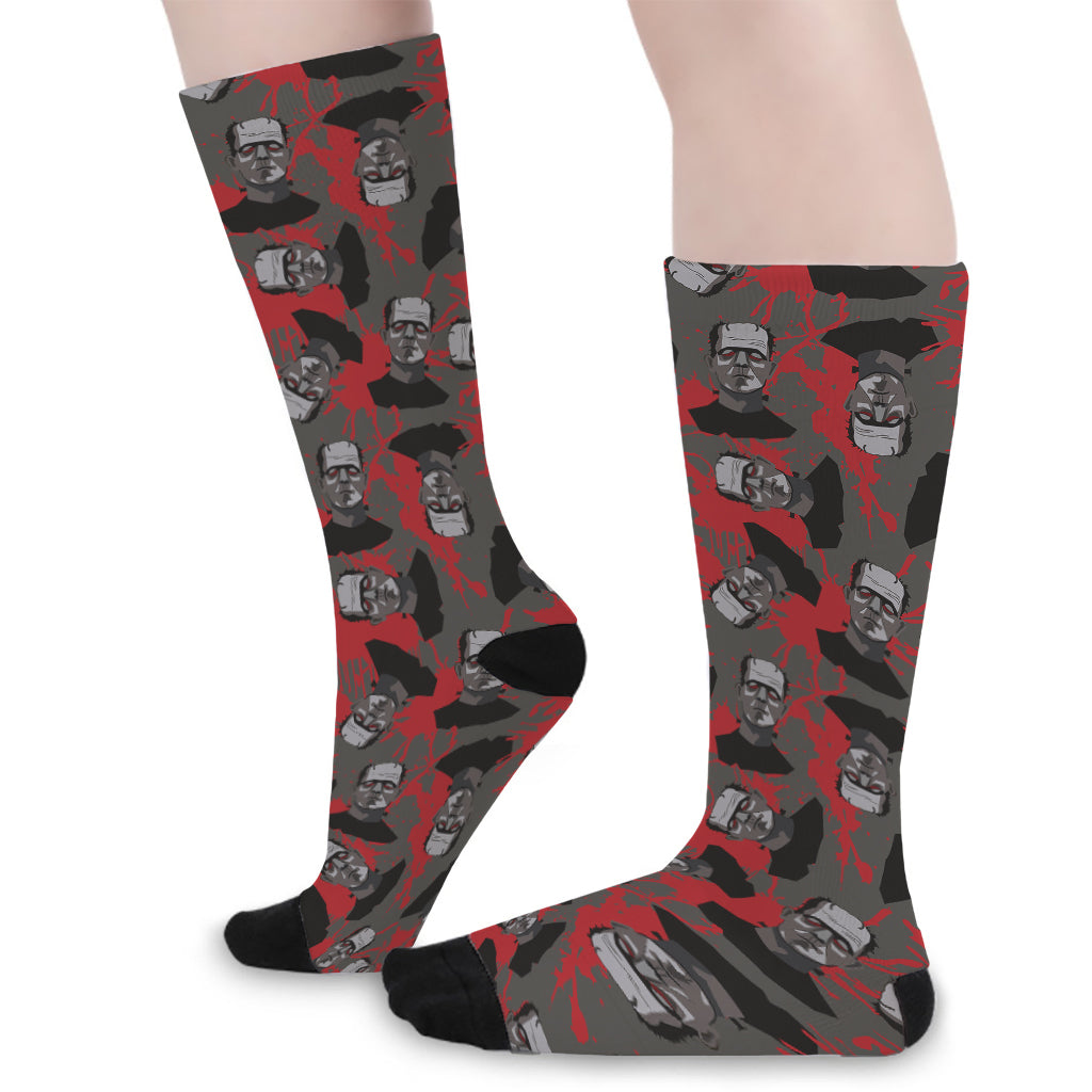 Horror Frankenstein Pattern Print Long Socks