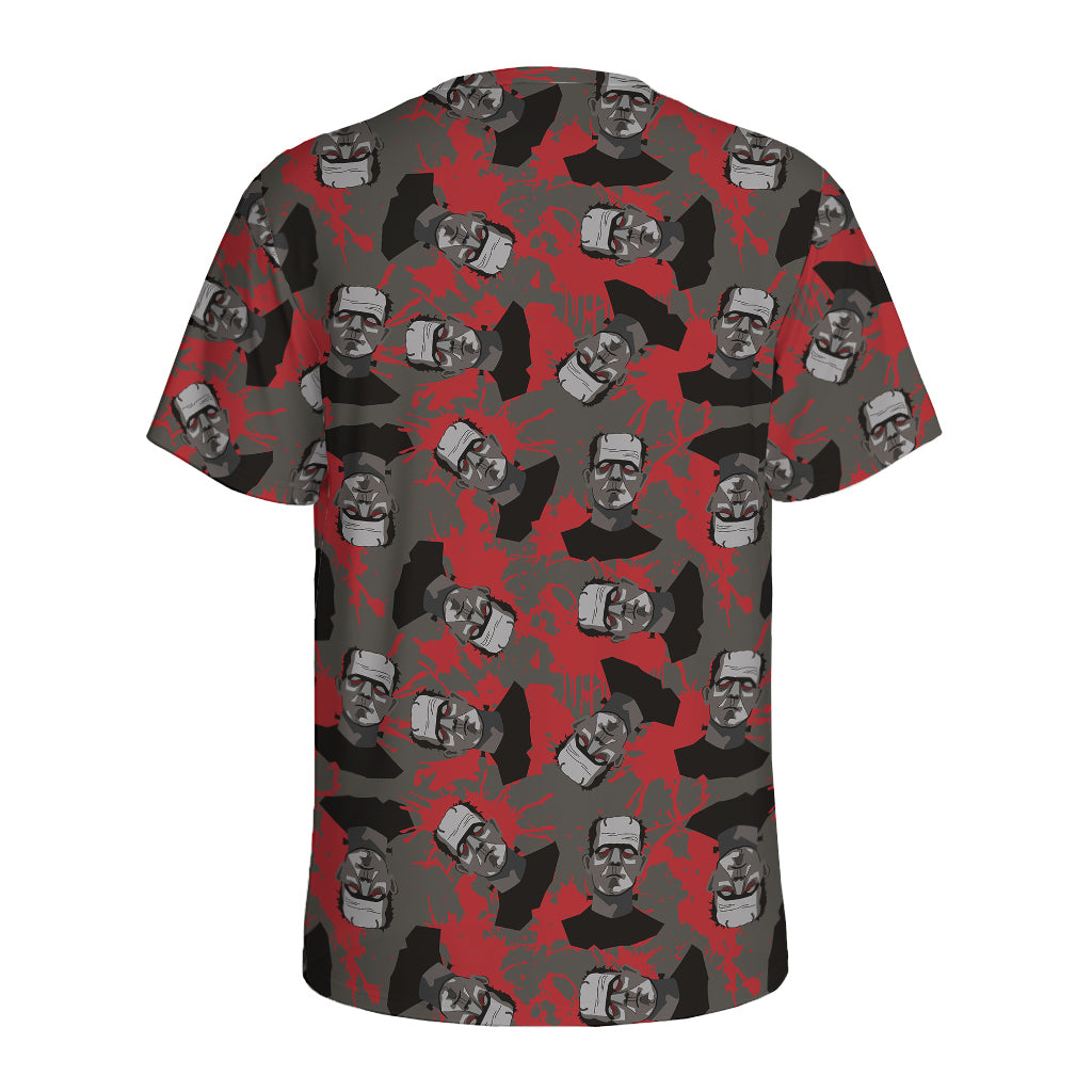 Horror Frankenstein Pattern Print Men's Sports T-Shirt
