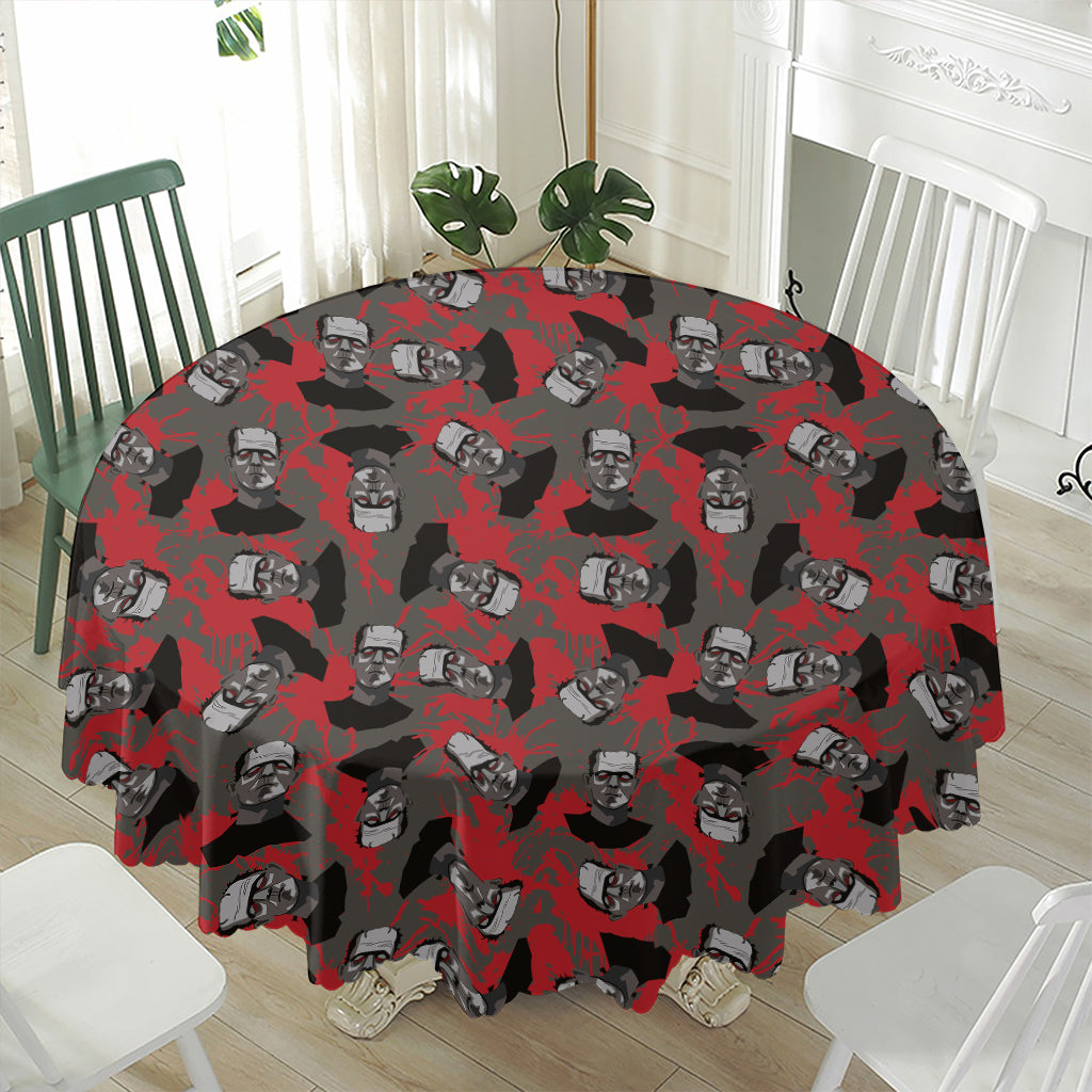Horror Frankenstein Pattern Print Waterproof Round Tablecloth