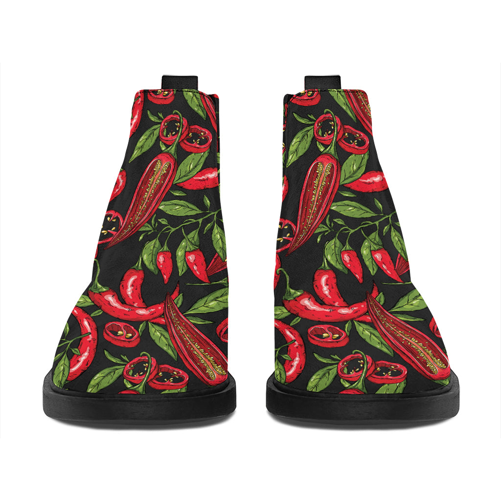 Hot Chili Peppers Pattern Print Flat Ankle Boots