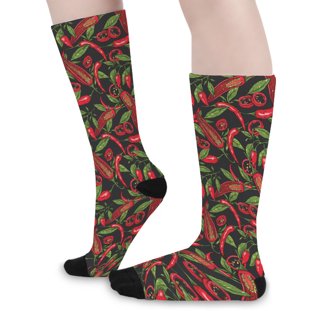 Hot Chili Peppers Pattern Print Long Socks