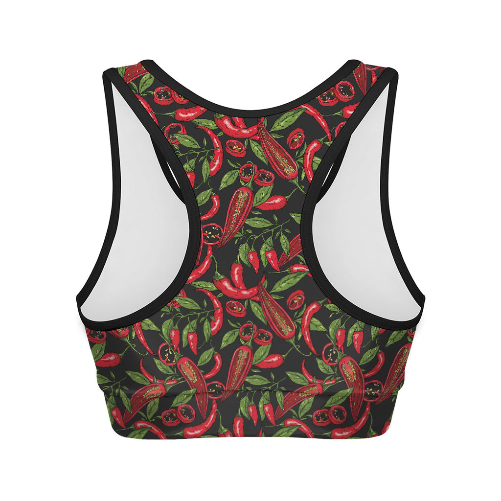Hot Chili Peppers Pattern Print Women's Sports Bra