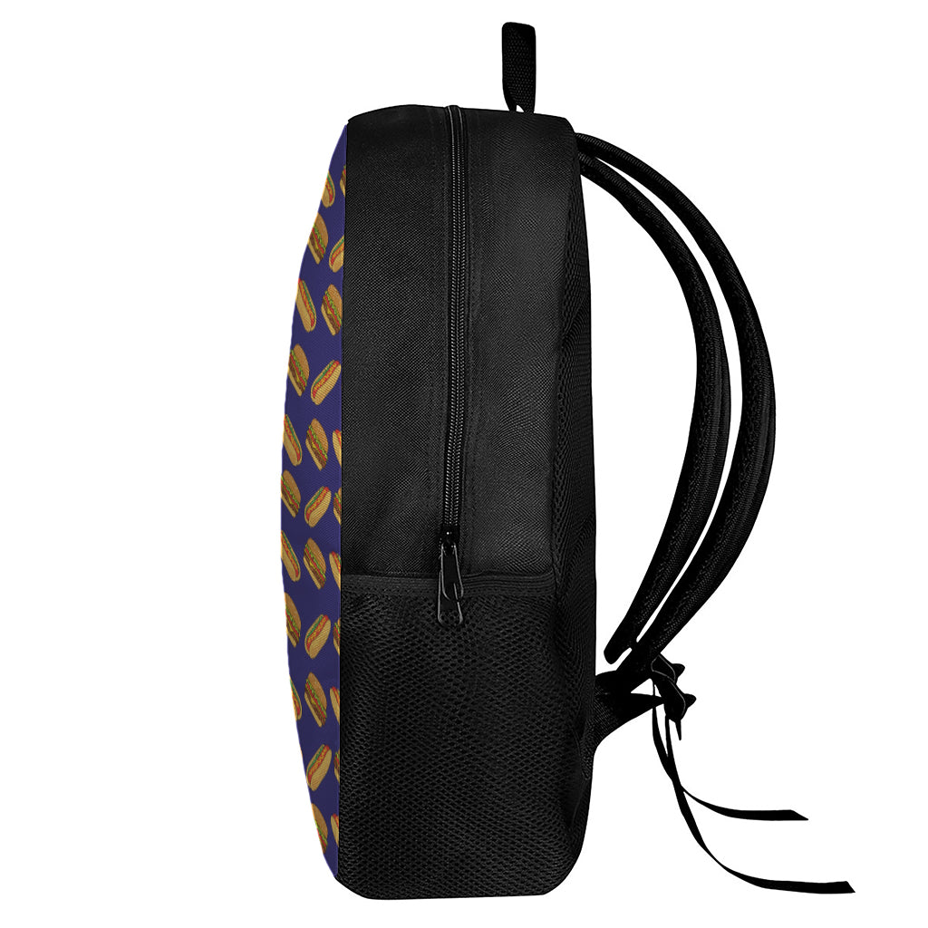 Hot Dog And Hamburger Pattern Print 17 Inch Backpack
