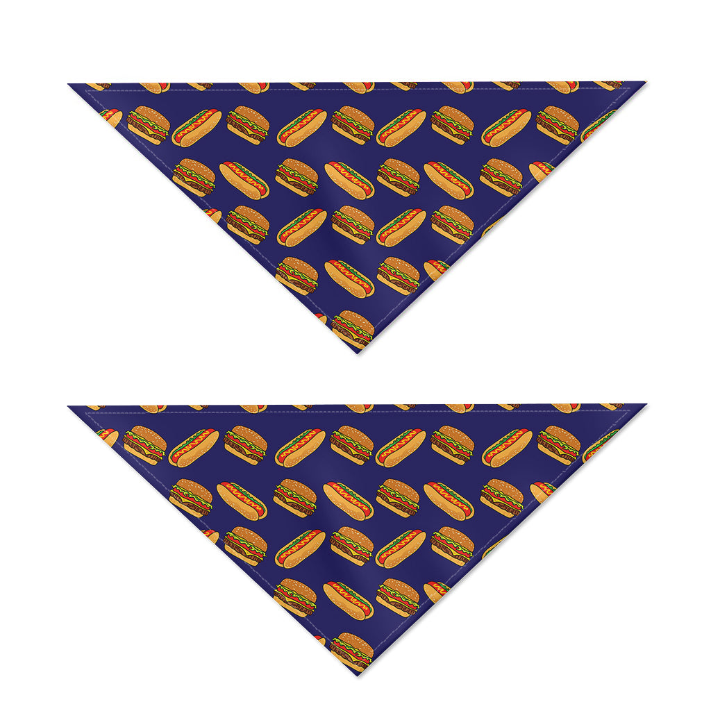 Hot Dog And Hamburger Pattern Print Dog Bandana