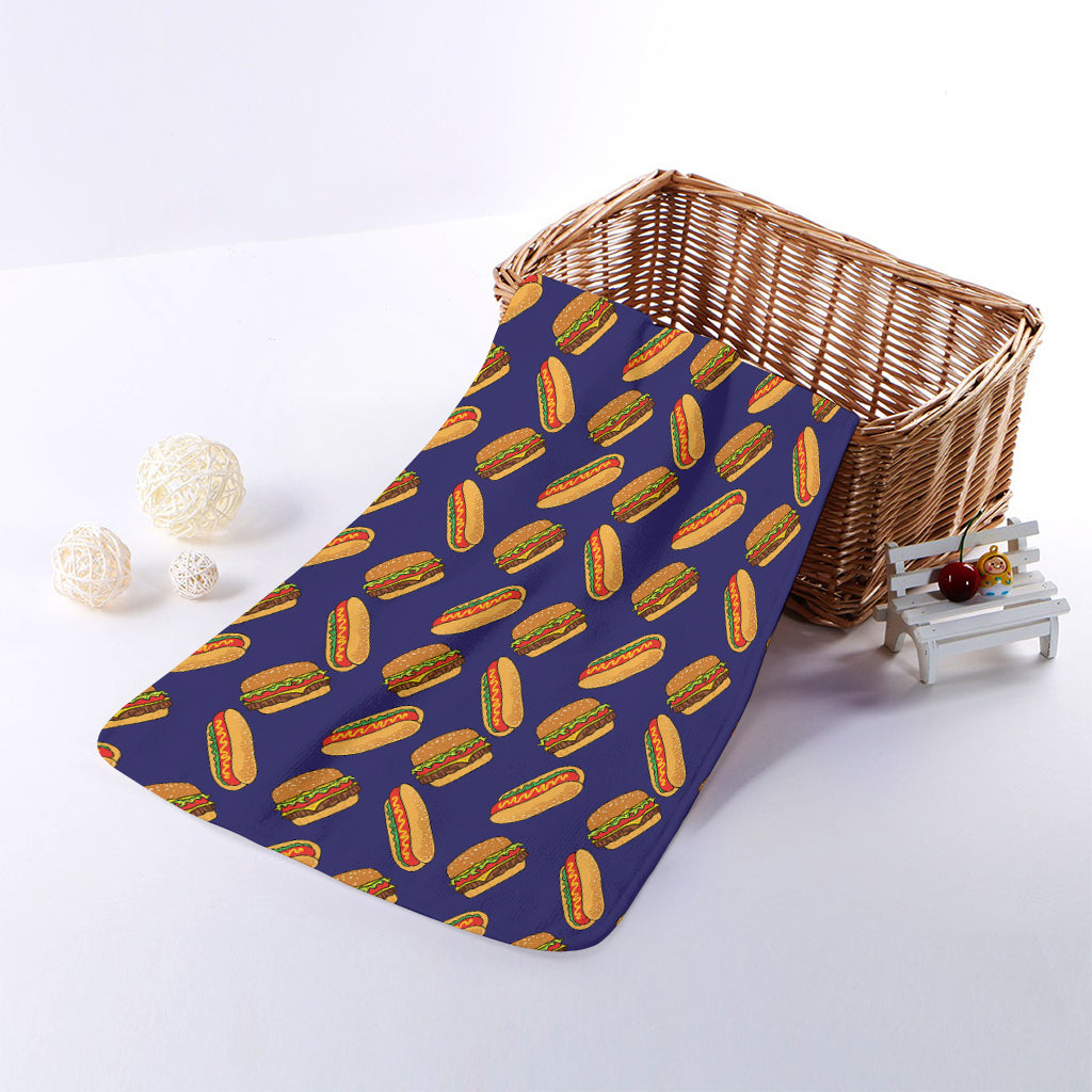 Hot Dog And Hamburger Pattern Print Towel
