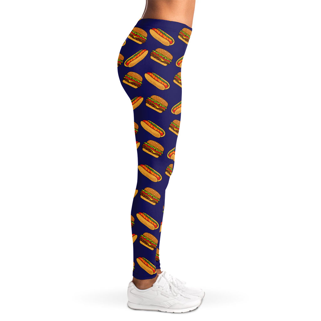 Hot Dog And Hamburger Pattern Print Women's Leggings