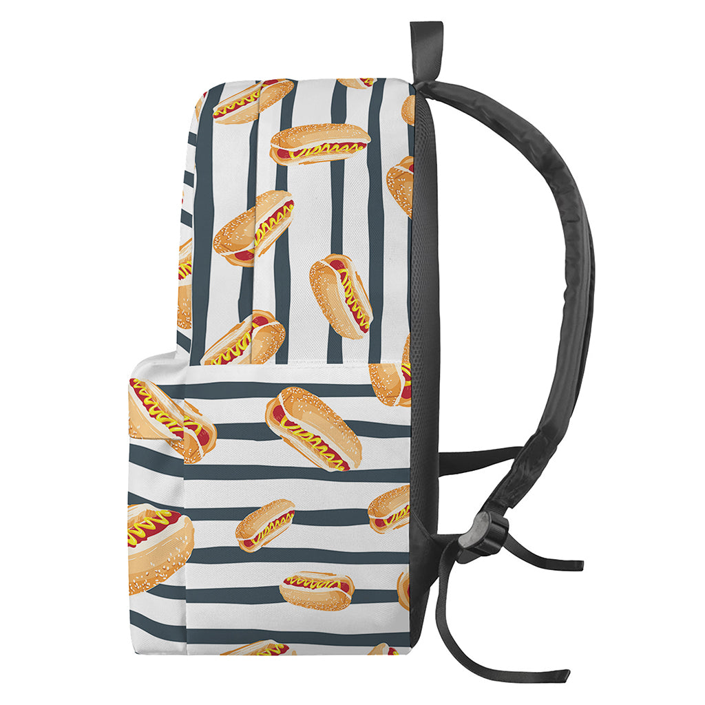 Hot Dog Striped Pattern Print Backpack