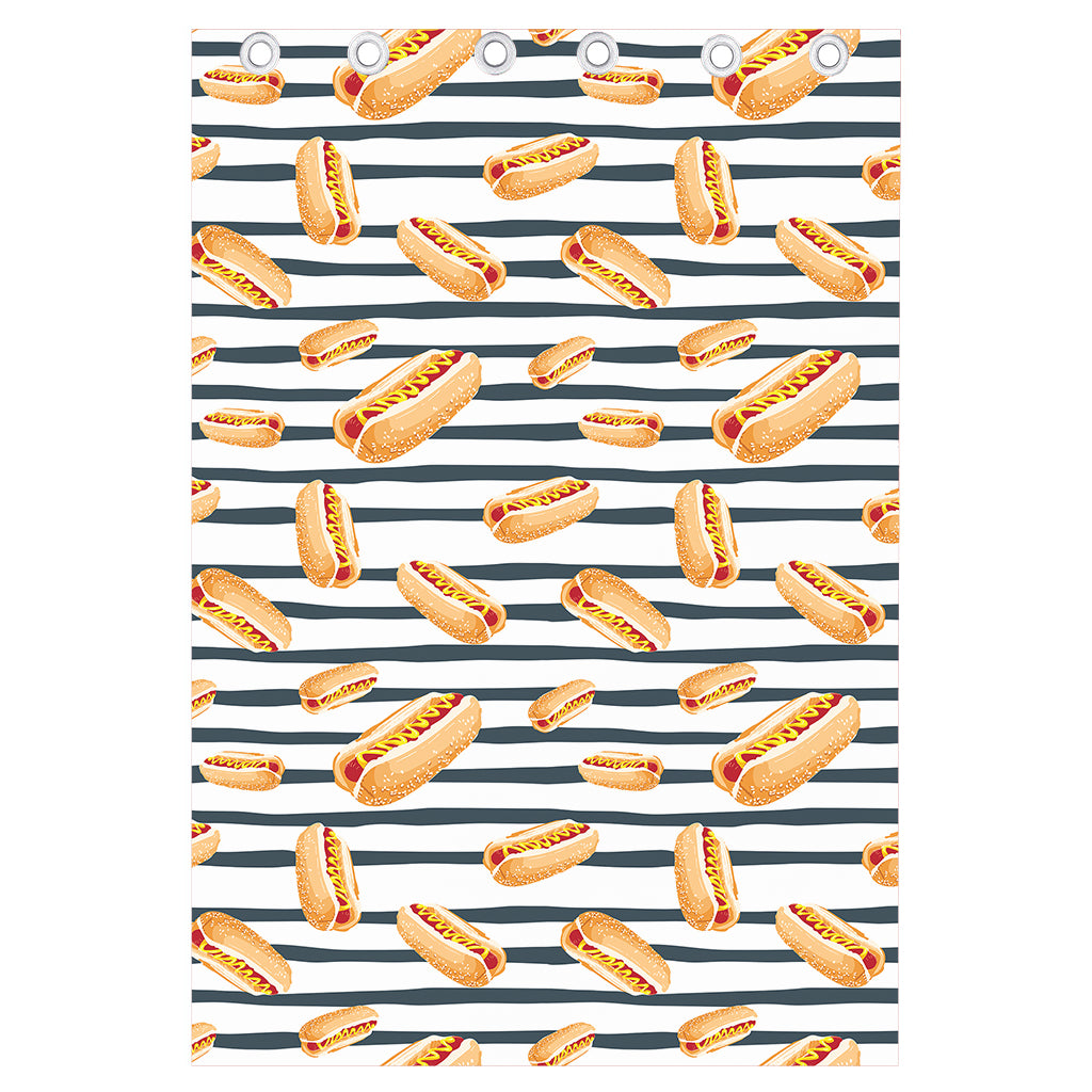 Hot Dog Striped Pattern Print Curtain
