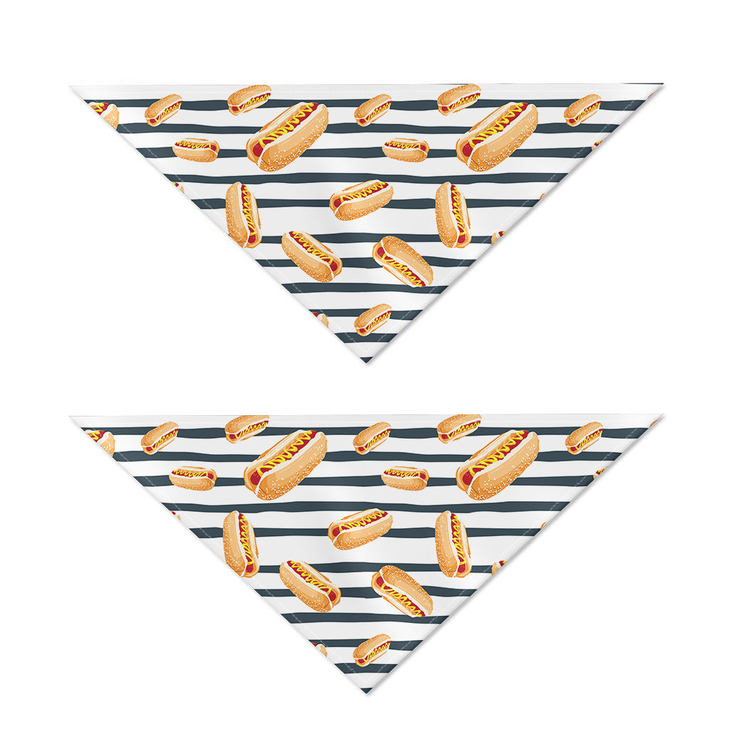 Hot Dog Striped Pattern Print Dog Bandana