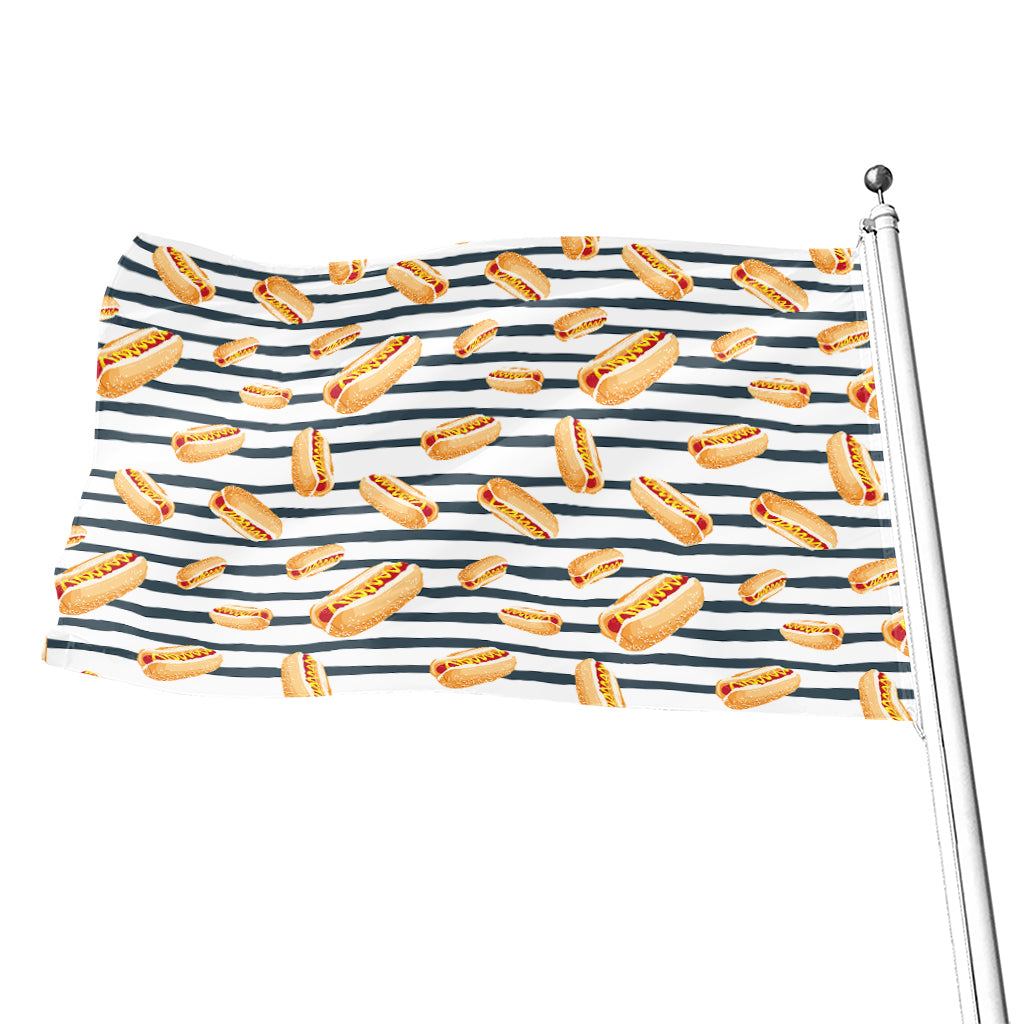 Hot Dog Striped Pattern Print Flag
