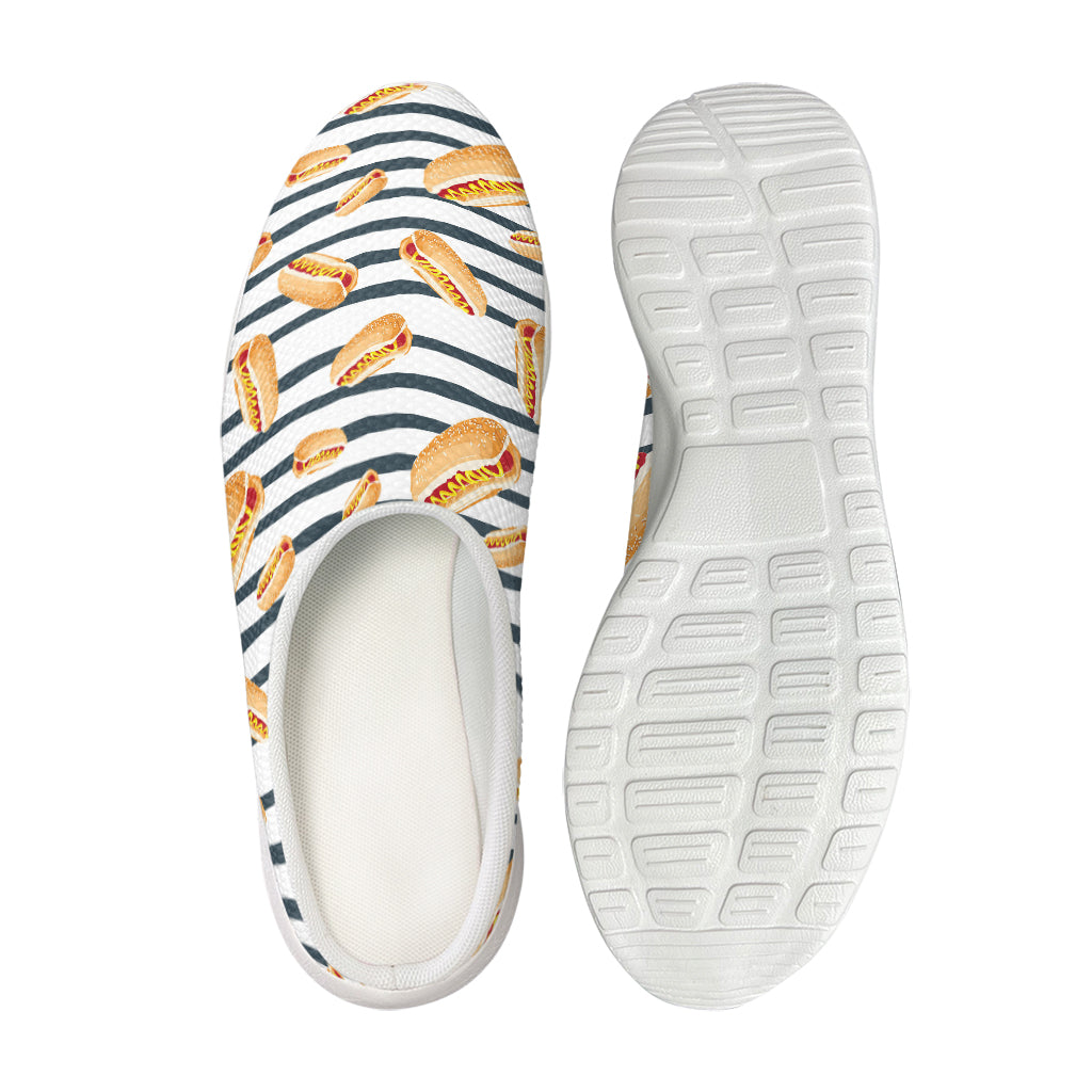 Hot Dog Striped Pattern Print Mesh Casual Shoes
