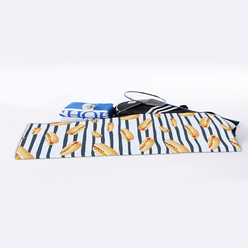 Hot Dog Striped Pattern Print Sports Towel