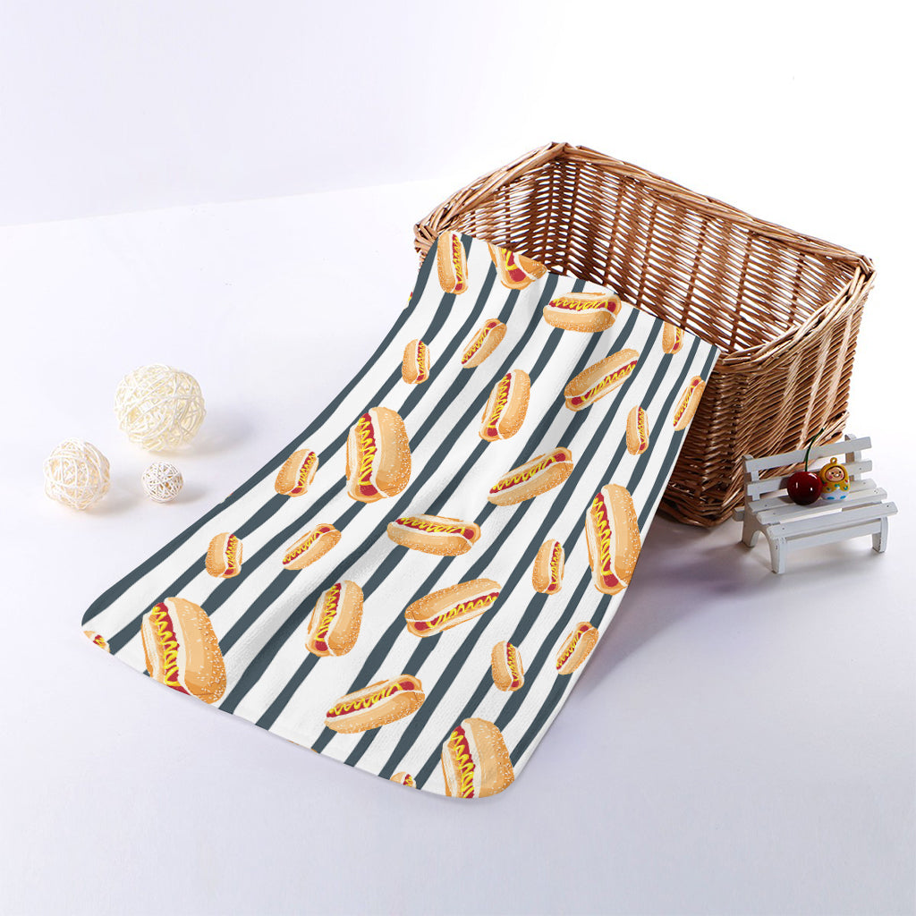 Hot Dog Striped Pattern Print Towel