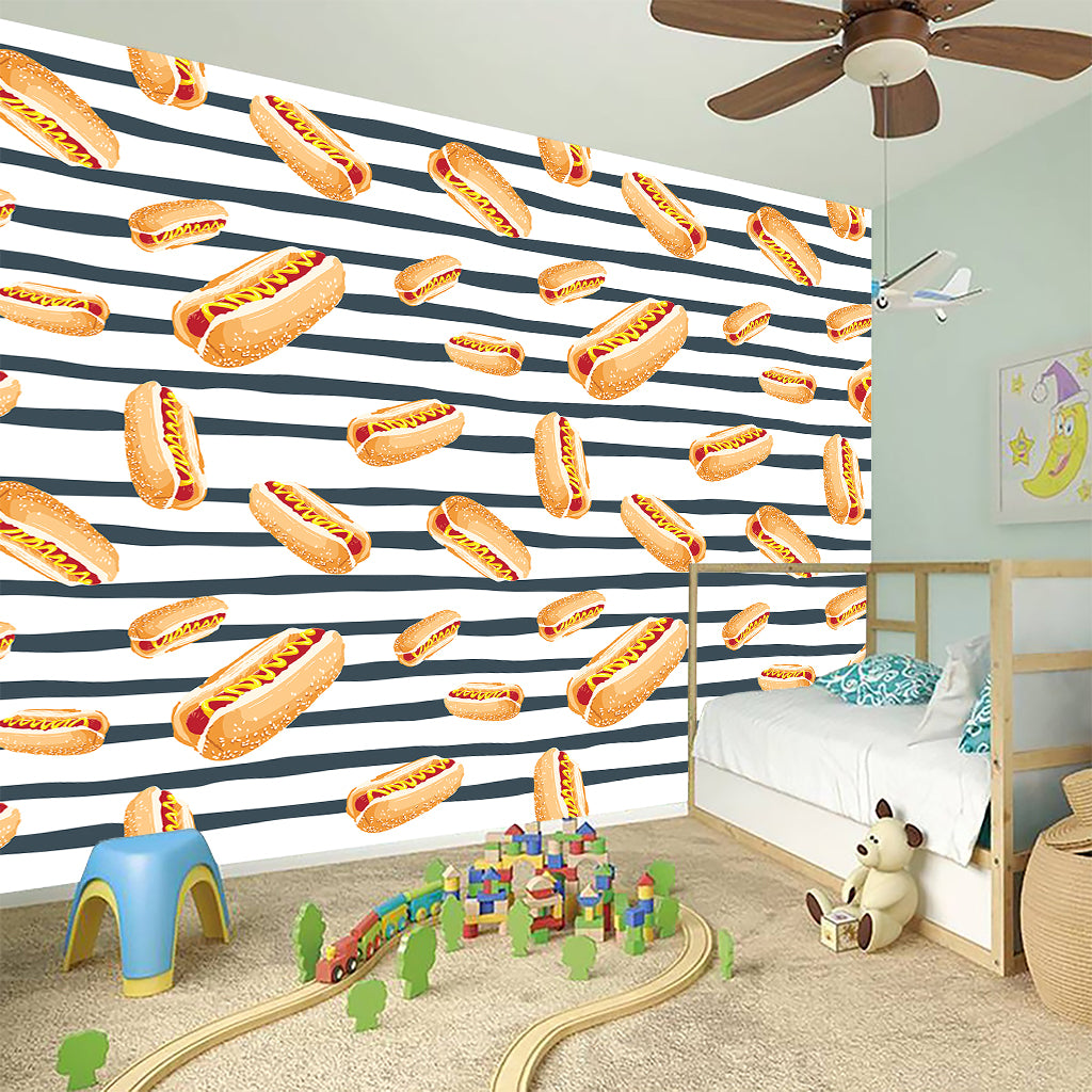 Hot Dog Striped Pattern Print Wall Sticker