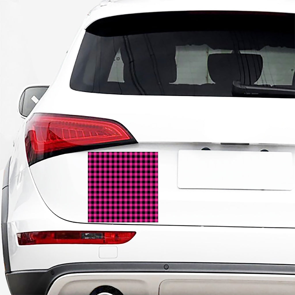 Hot Pink And Black Buffalo Check Print Car Sticker