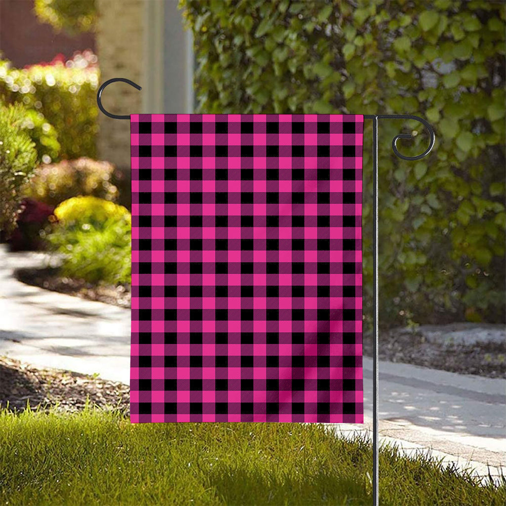 Hot Pink And Black Buffalo Check Print House Flag