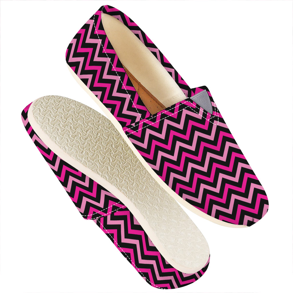 Hot Pink And Black Chevron Pattern Print Casual Shoes