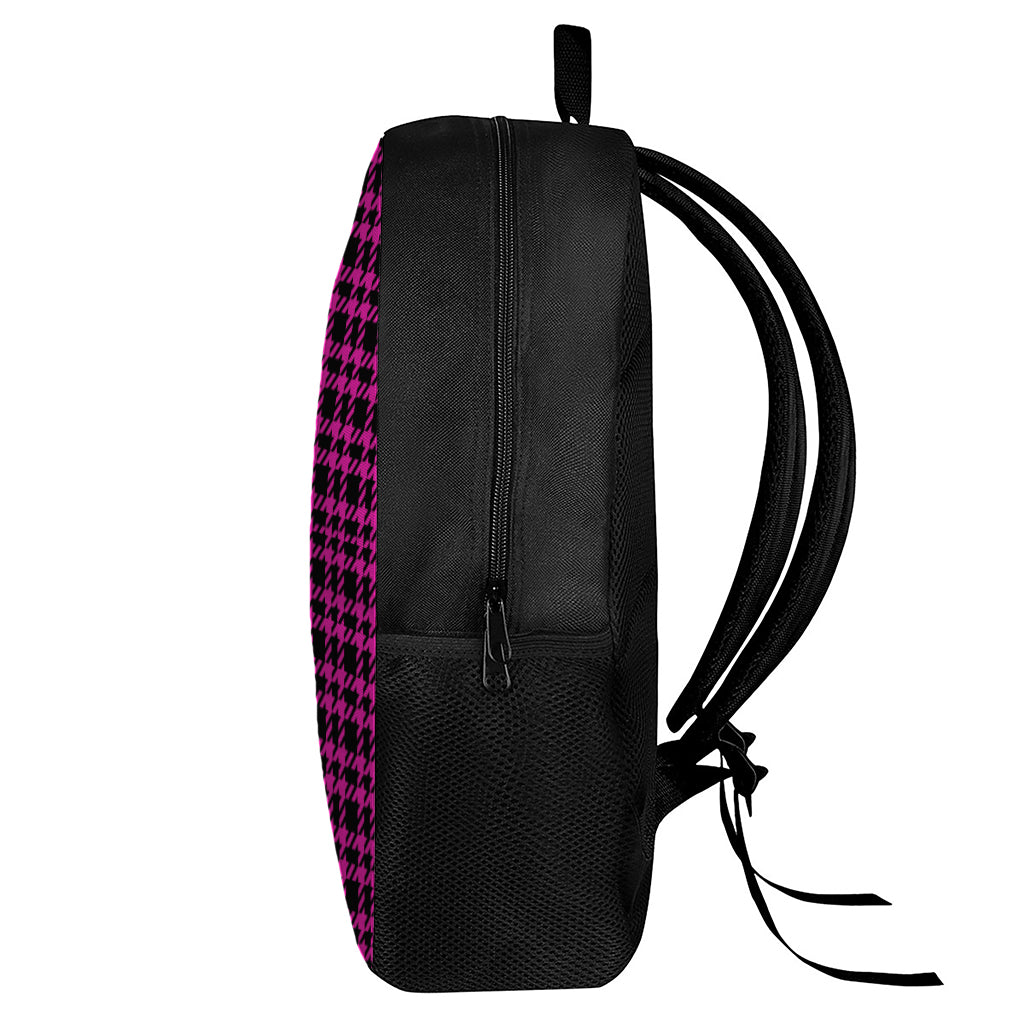 hot-pink-and-black-houndstooth-print-17-inch-backpack-gearfrost