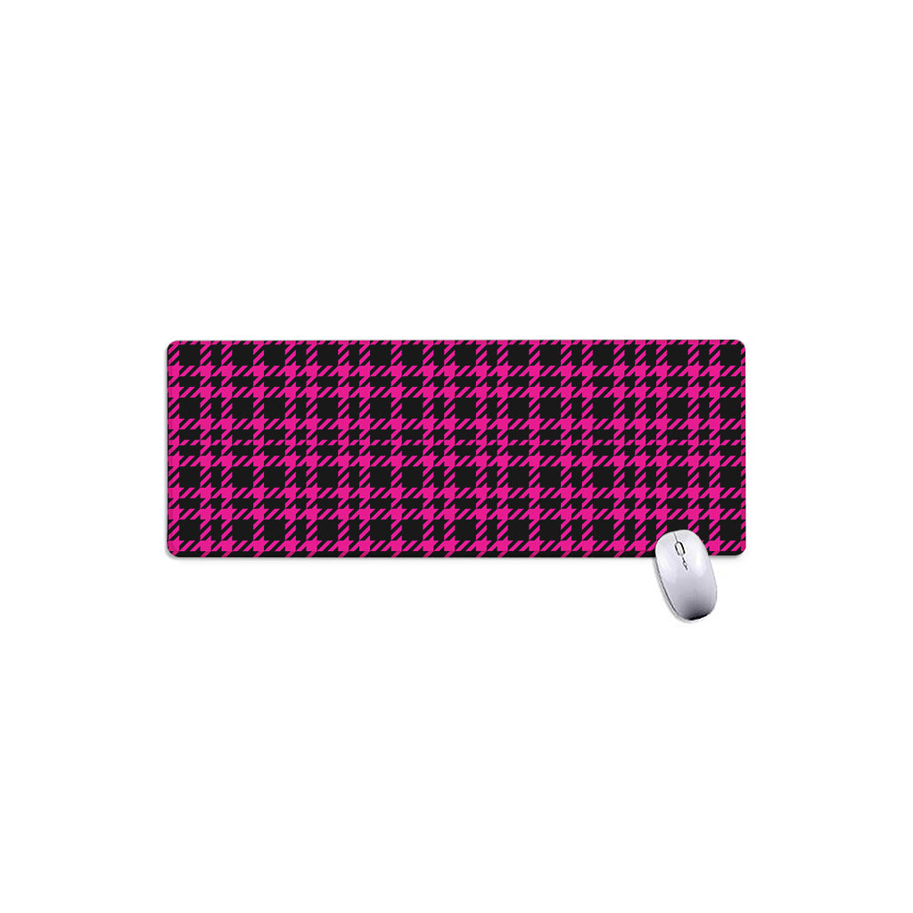 Hot Pink And Black Houndstooth Print Extended Mouse Pad