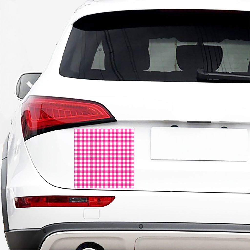 Hot Pink And White Buffalo Check Print Car Sticker
