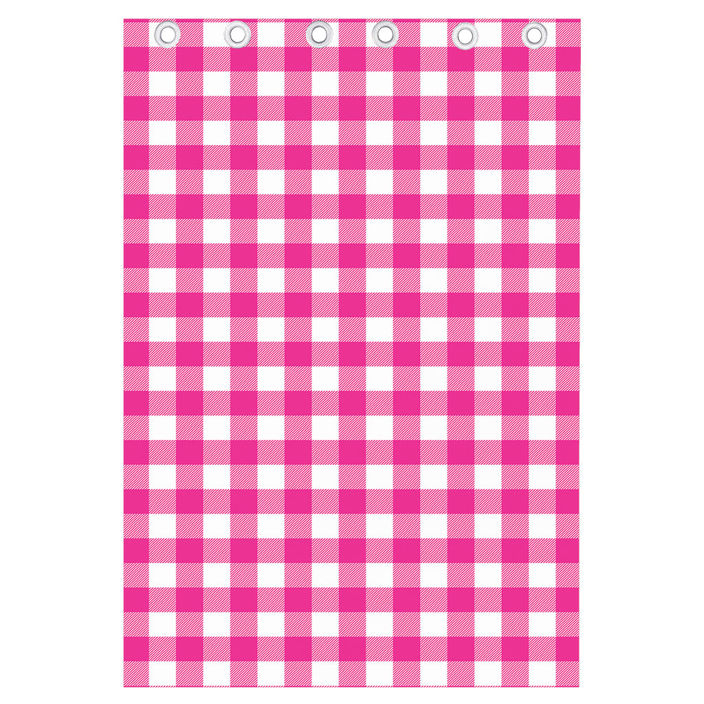 Hot Pink And White Buffalo Check Print Curtain