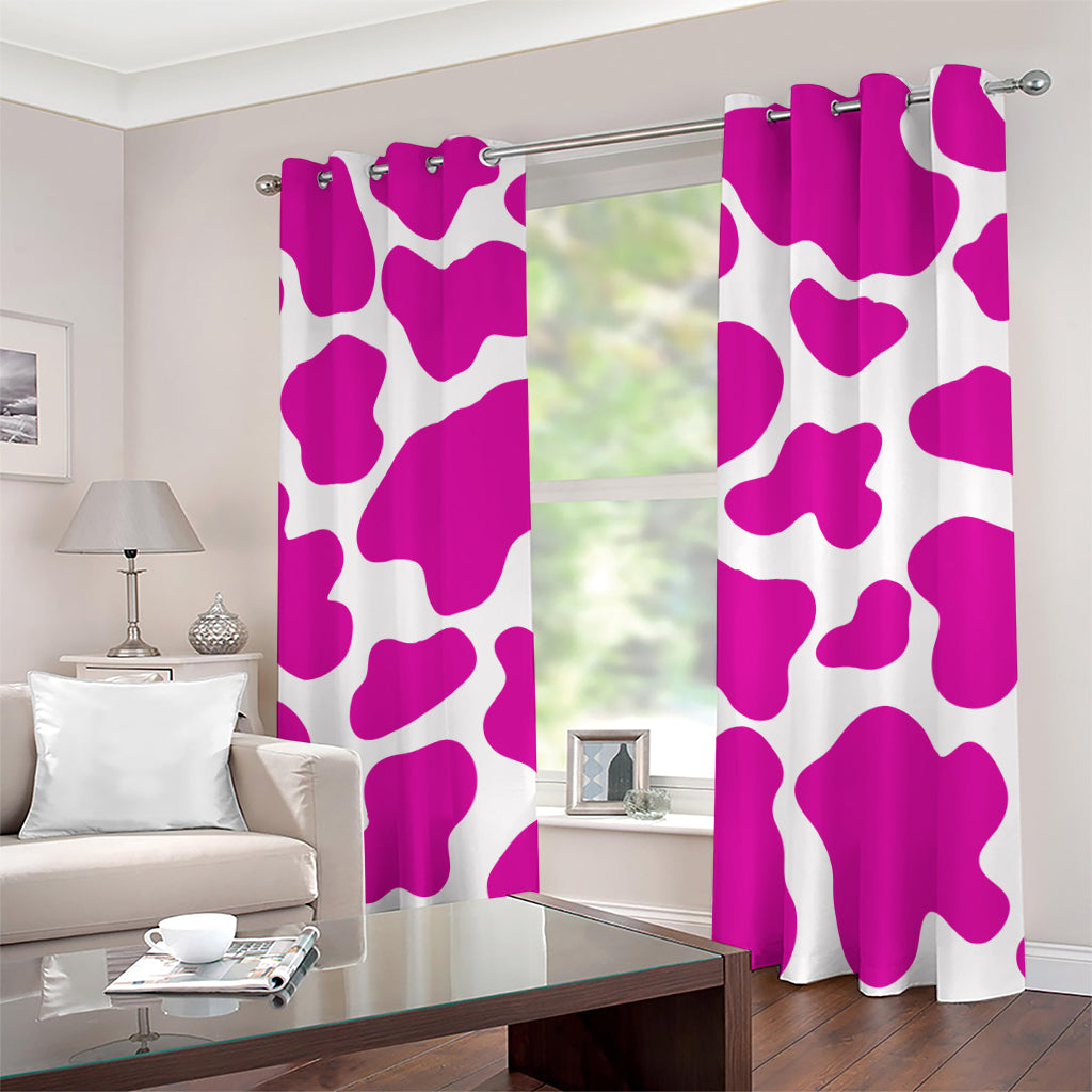 Hot Pink And White Cow Print Grommet Curtains