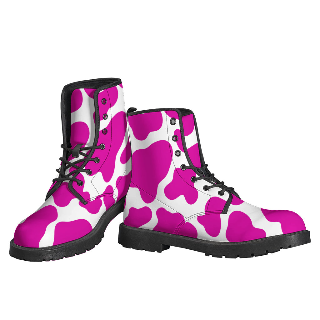 Hot Pink And White Cow Print Backpack