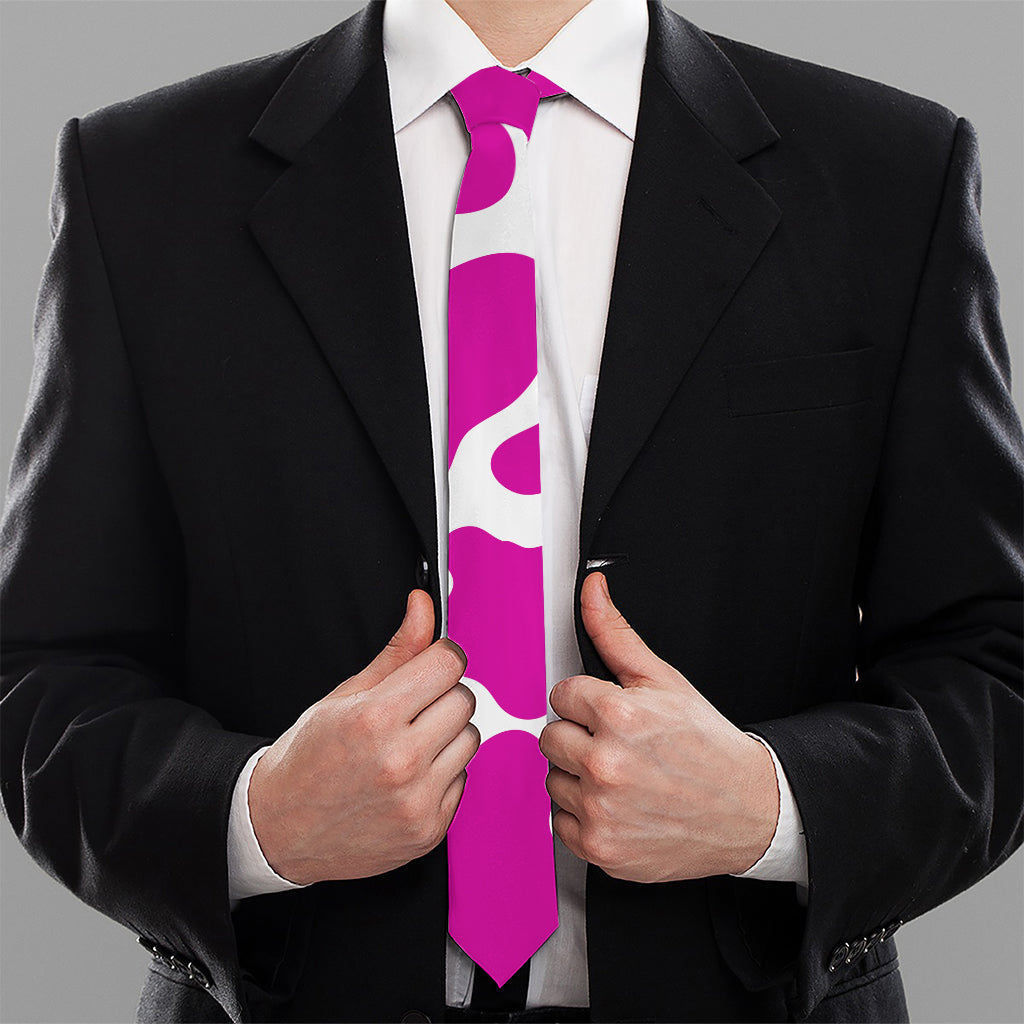 Hot Pink And White Cow Print Necktie