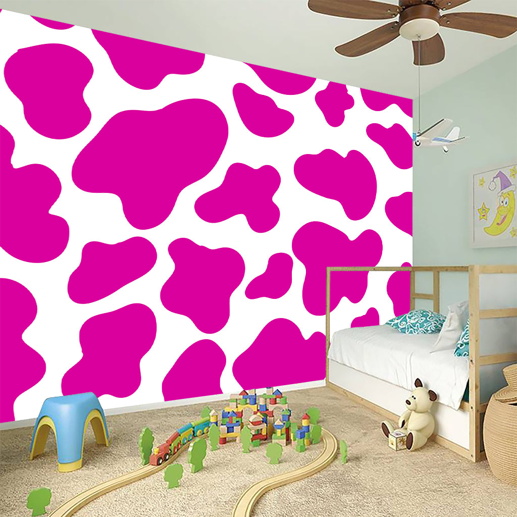 Hot Pink And White Cow Print Wall Sticker
