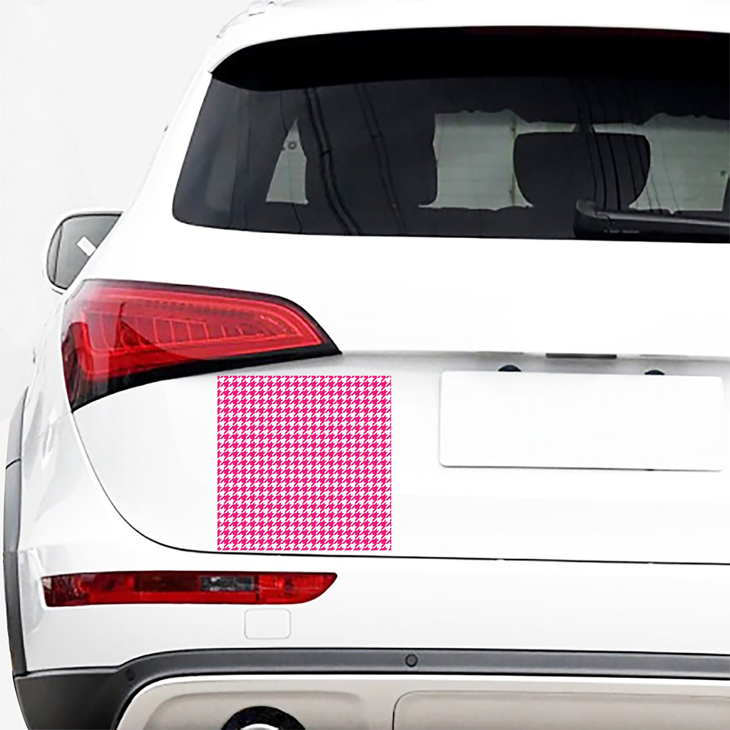 Hot Pink And White Houndstooth Print Car Sticker