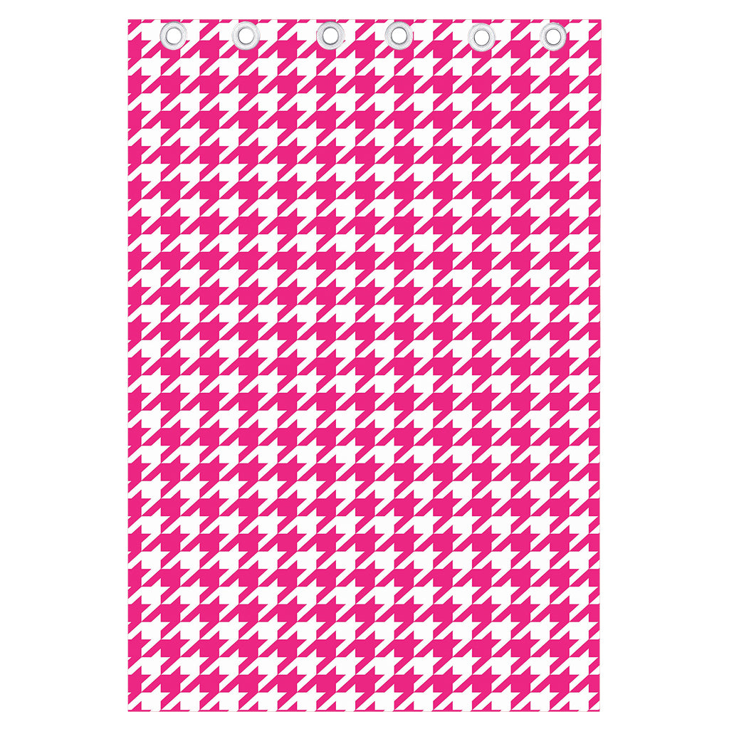 Hot Pink And White Houndstooth Print Curtain