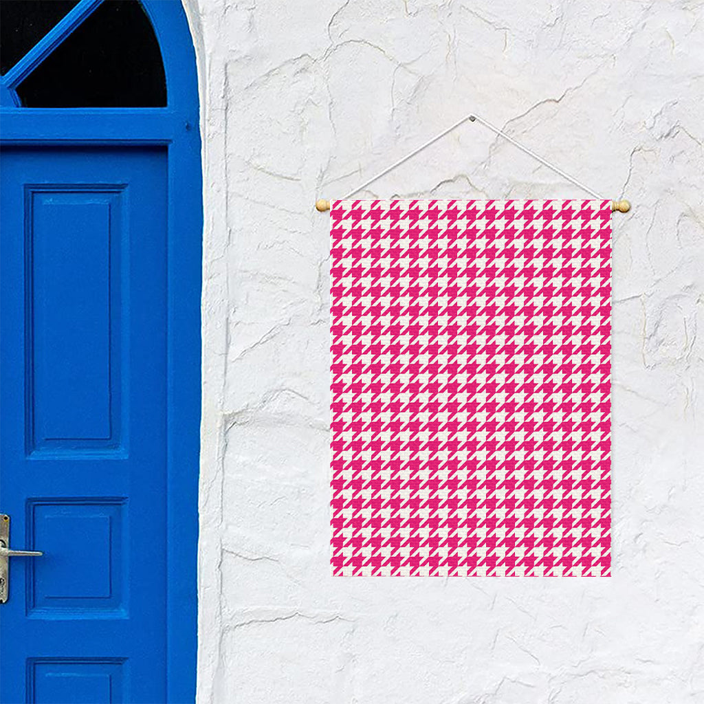 Hot Pink And White Houndstooth Print Garden Flag