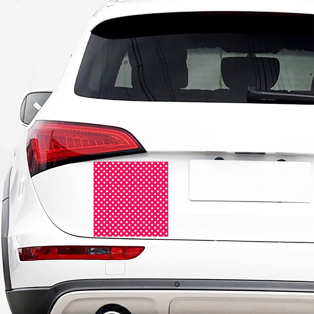 Hot Pink And White Polka Dot Print Car Sticker