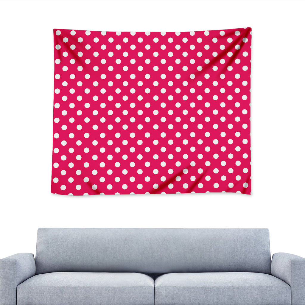 Hot Pink And White Polka Dot Print Tapestry