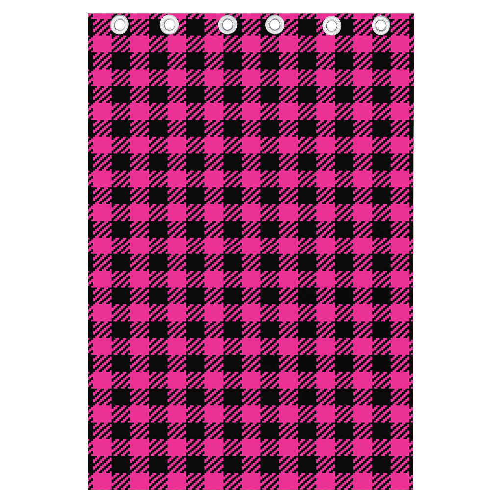 Hot Pink Buffalo Plaid Print Curtain