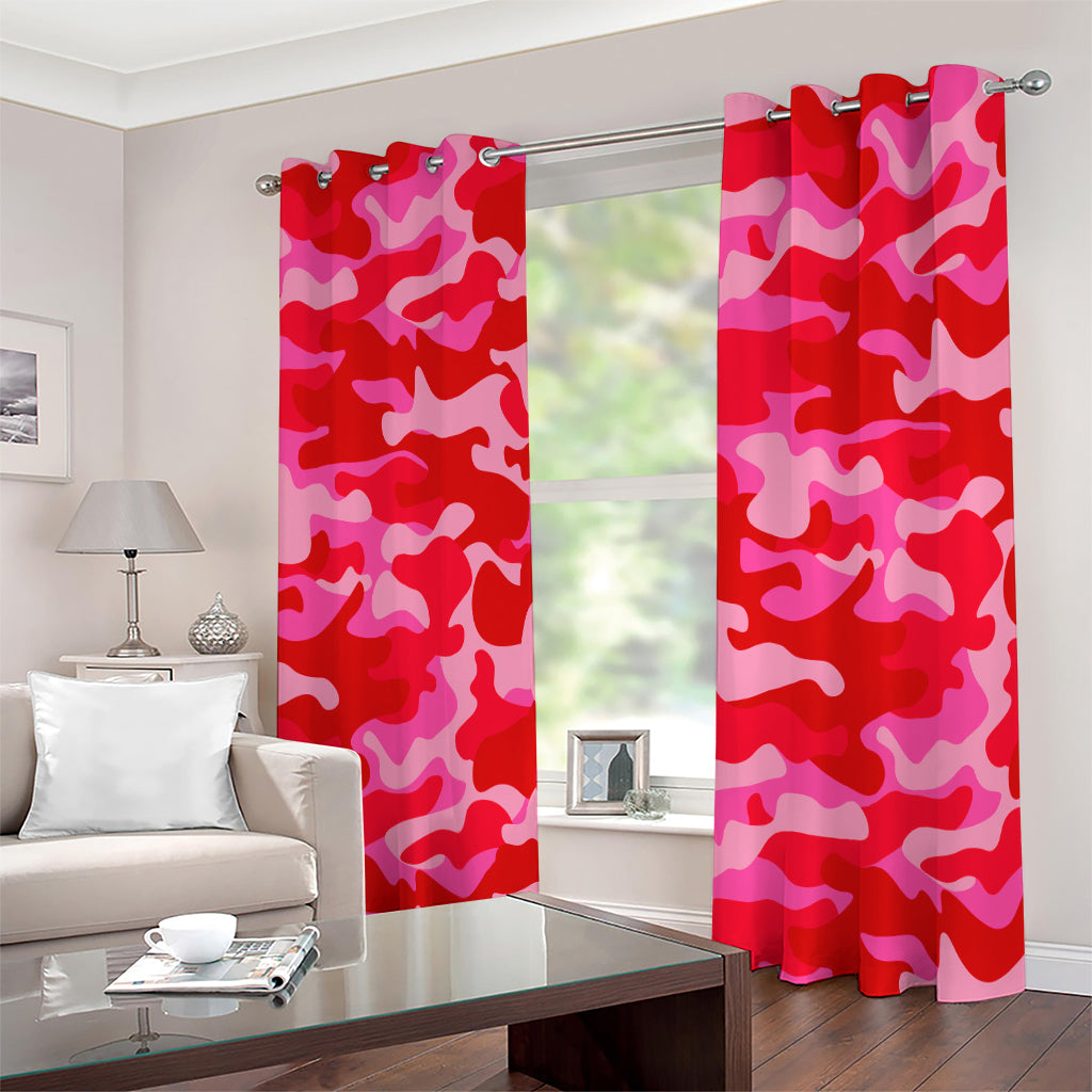 Hot Pink Camouflage Print Extra Wide Grommet Curtains