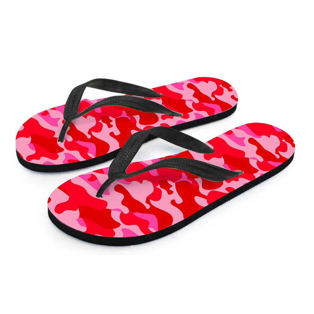 Hot Pink Camouflage Print Flip Flops