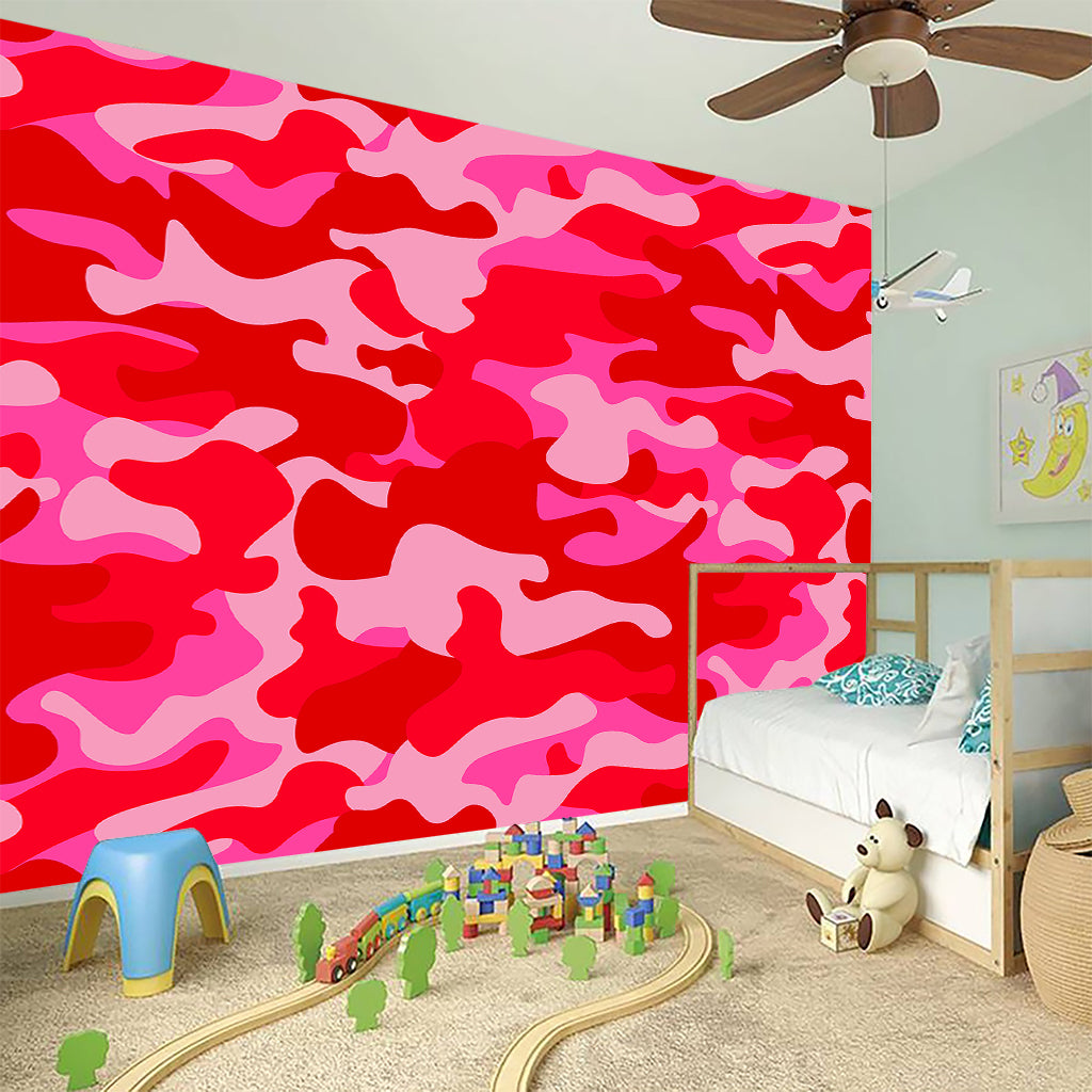 Hot Pink Camouflage Print Wall Sticker