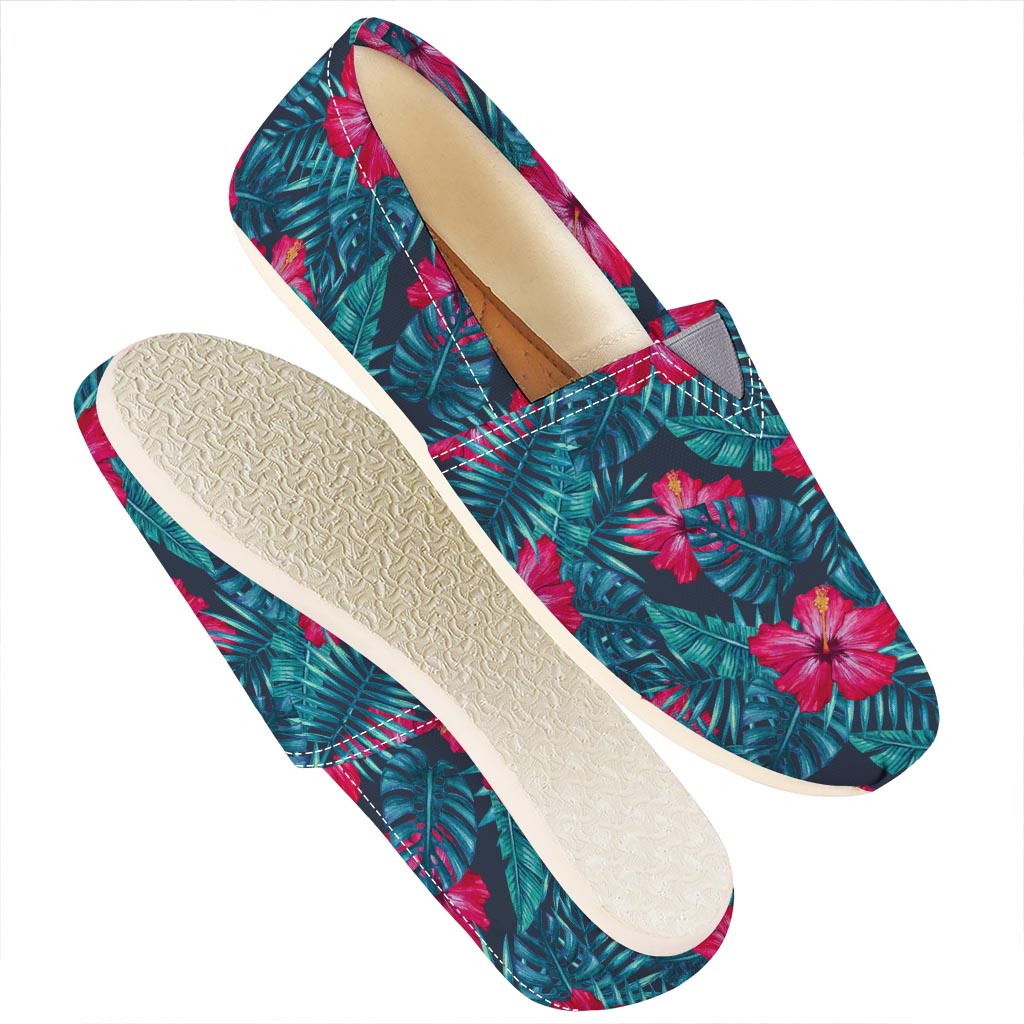 Hot Pink Hibiscus Tropical Pattern Print Casual Shoes