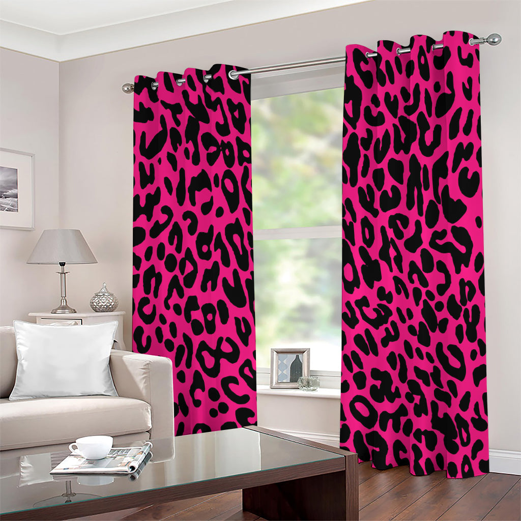 Hot Pink Leopard Print Grommet Curtains