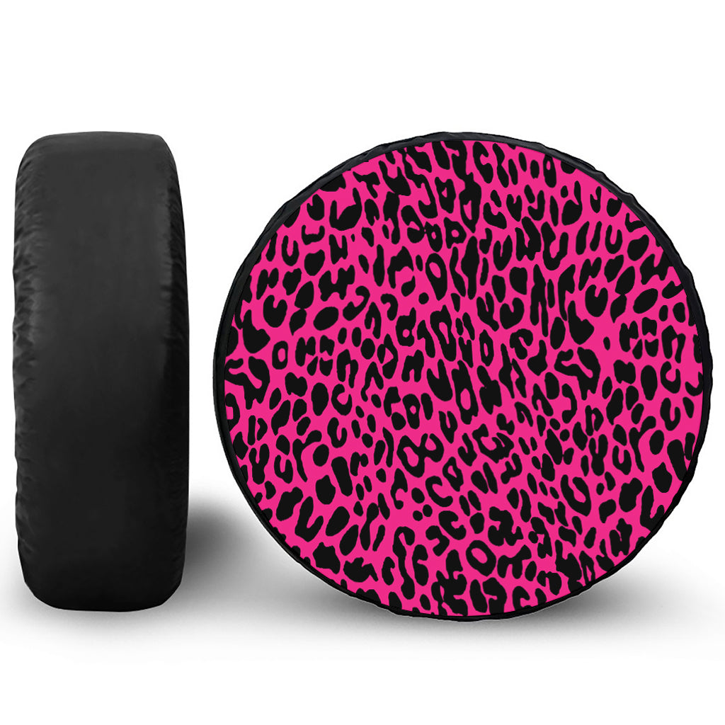 Hot Pink Leopard Print Leather Spare Tire Cover